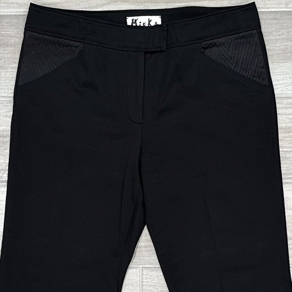 Mieka Mid-Rise Straight Leg Satin Waist Detail Trouser Pants in Black Size 10 - Picture 7 of 16